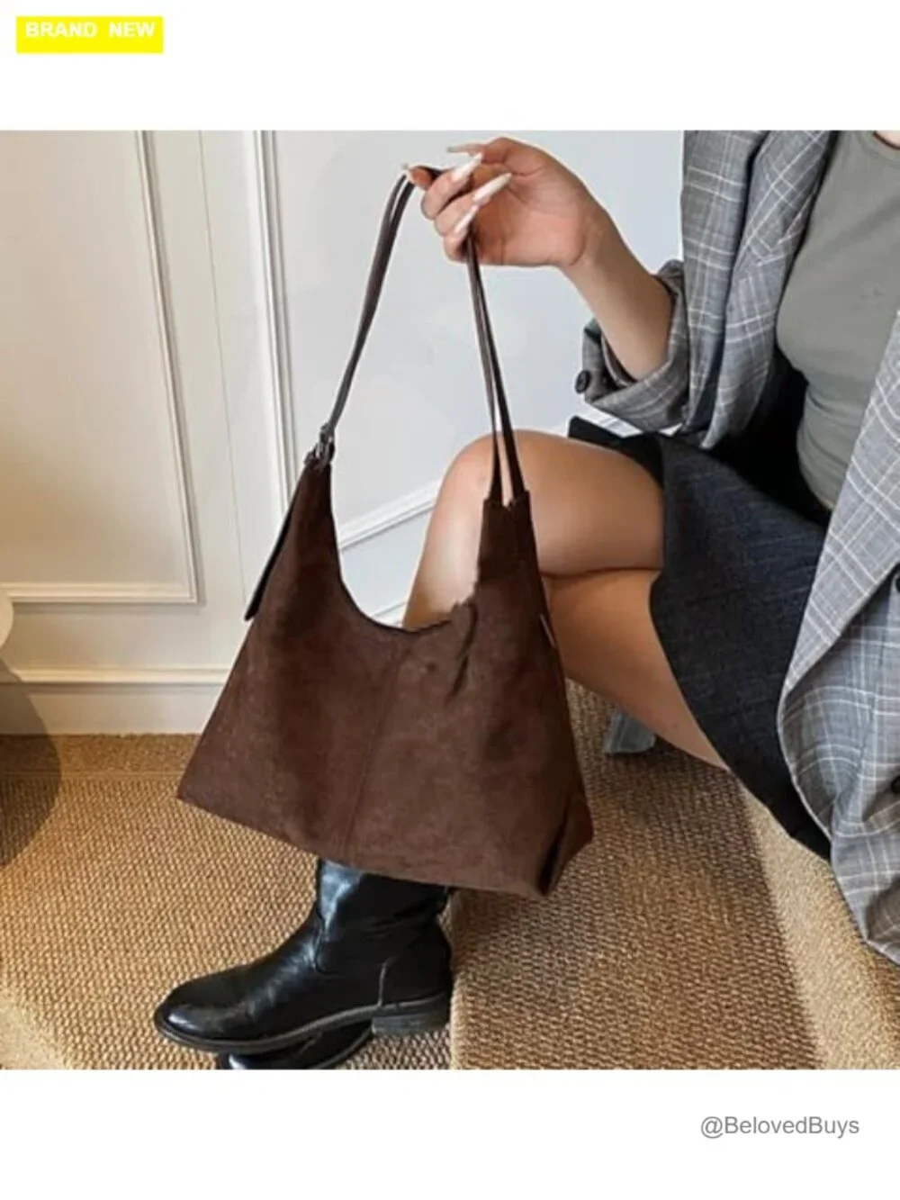 Slouchy Suede Saddle Hobo Shoulder Bag Crescent Crossbody Purse Tote